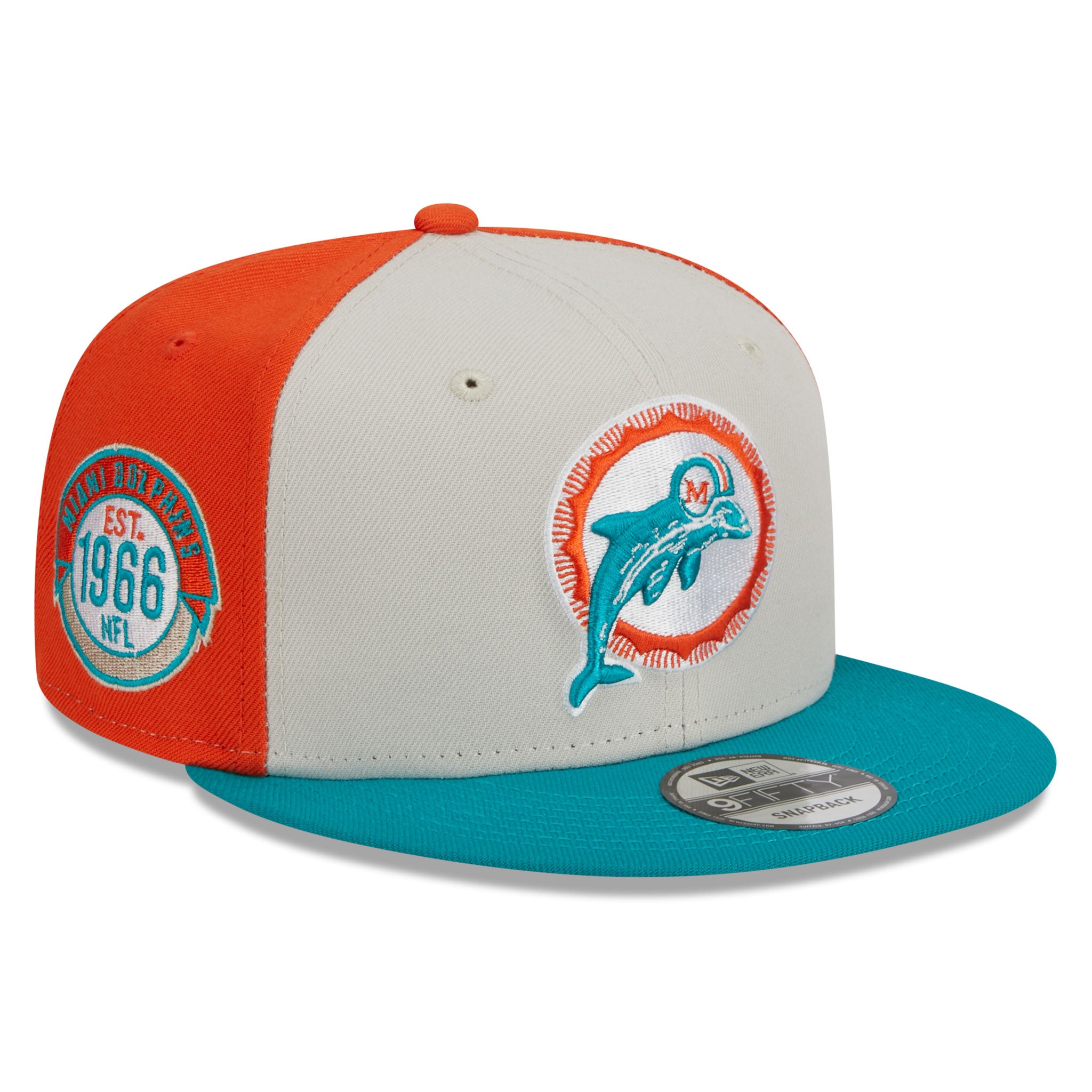 NFL Miami Dolphins Vintage Old School Flat Snapback New Era Pro Model Hat  Cap