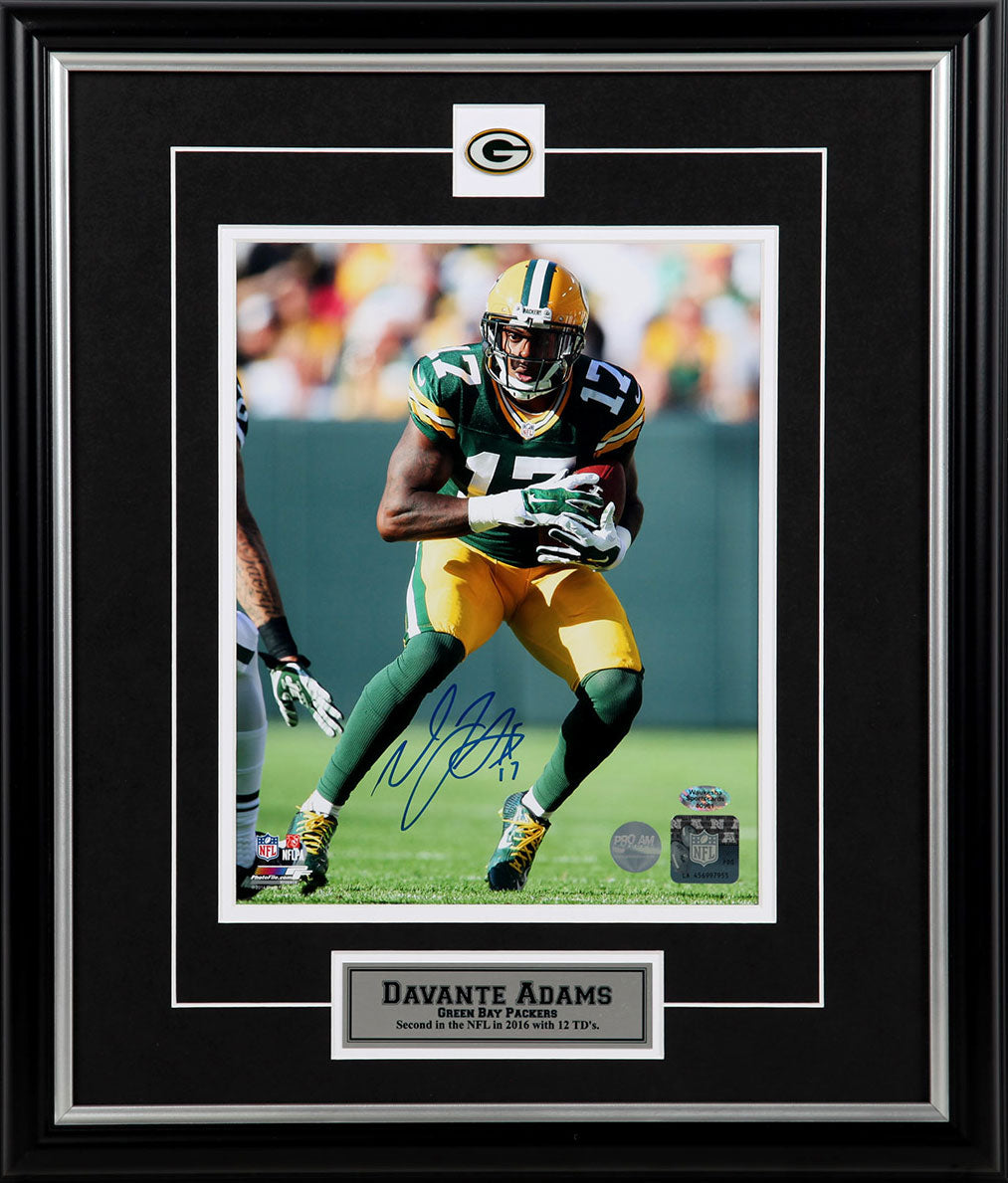 Davante Adams Signed 31x35 Custom Framed Jersey (JSA COA