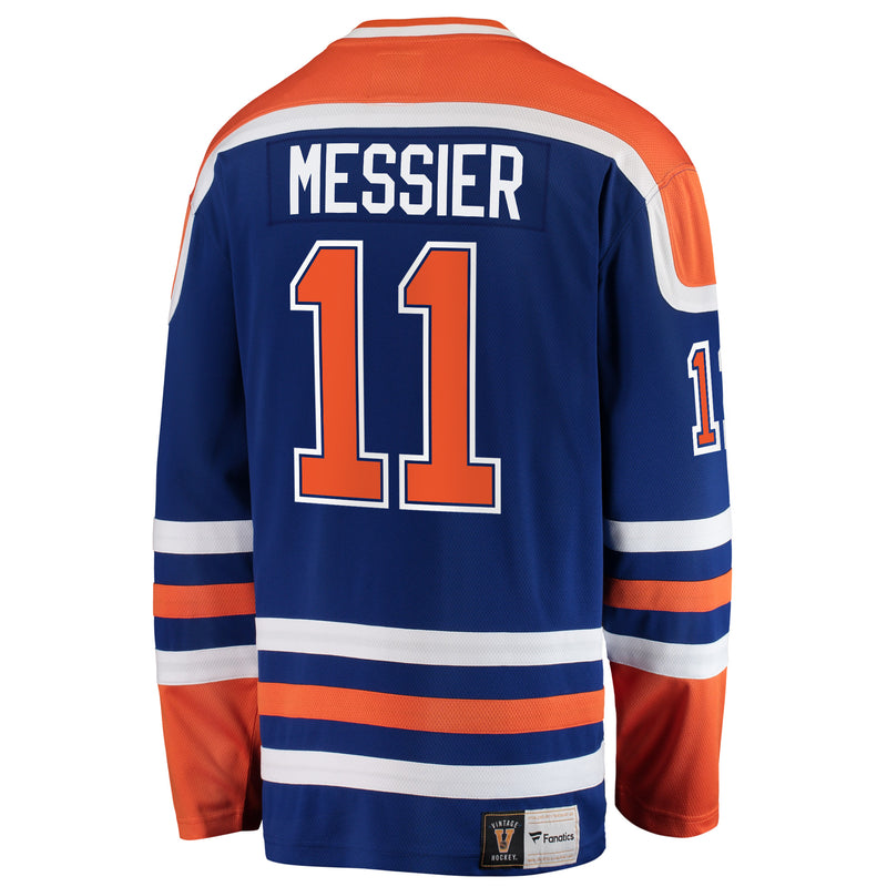 Mark Messier Edmonton Oilers Vintage Blue Autographed Fanatics Replica Jersey