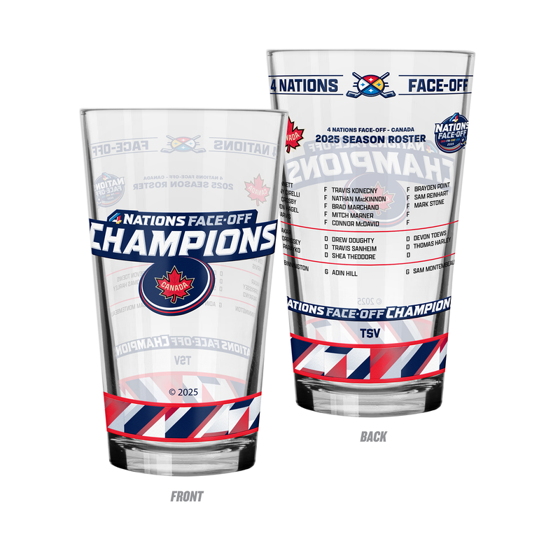 Canada Champions 4 Nations Face-Off 2025 Roster 16oz Mixing Glass