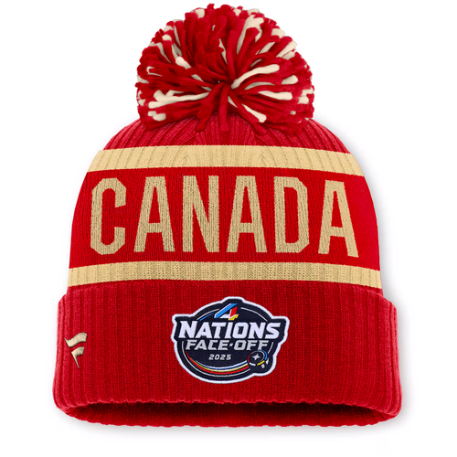 Women's Canada Fanatics 2025 4 Nations Face-Off Cuffed Knit Hat with Pom