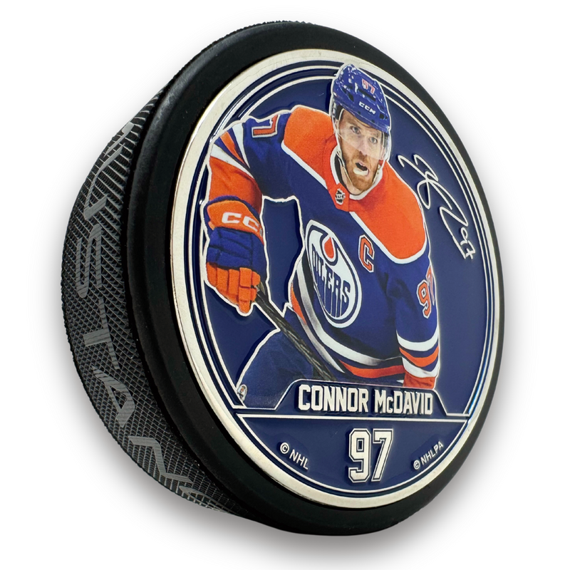 Connor McDavid Edmonton Oilers 2D Medallion Puck