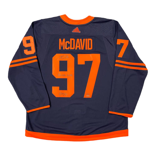 Connor McDavid Signed Jersey Framed Oilers Pro Orange 2017-2019