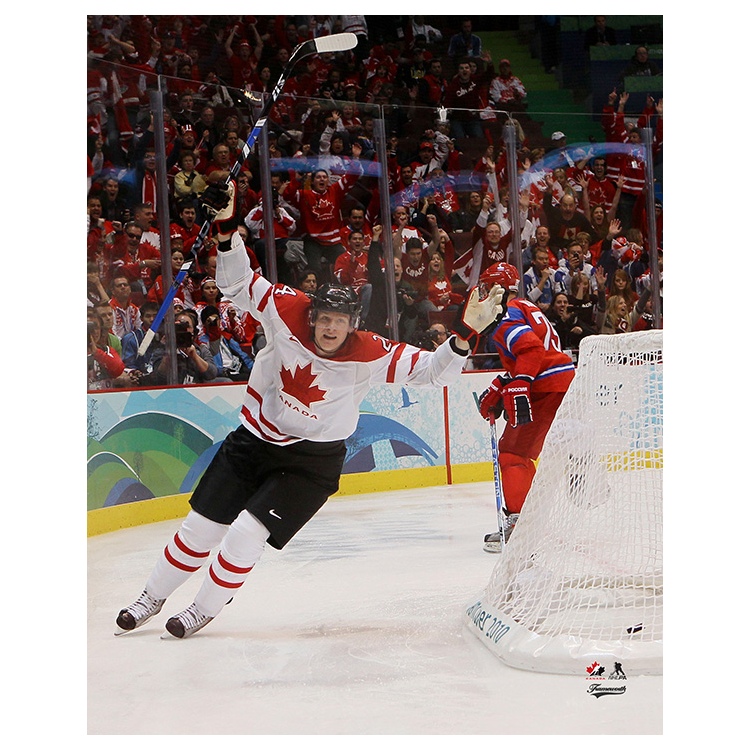 Corey Perry Team Canada Autographed White Action 2010 Olympics Goal Celebration 11x14 Photo