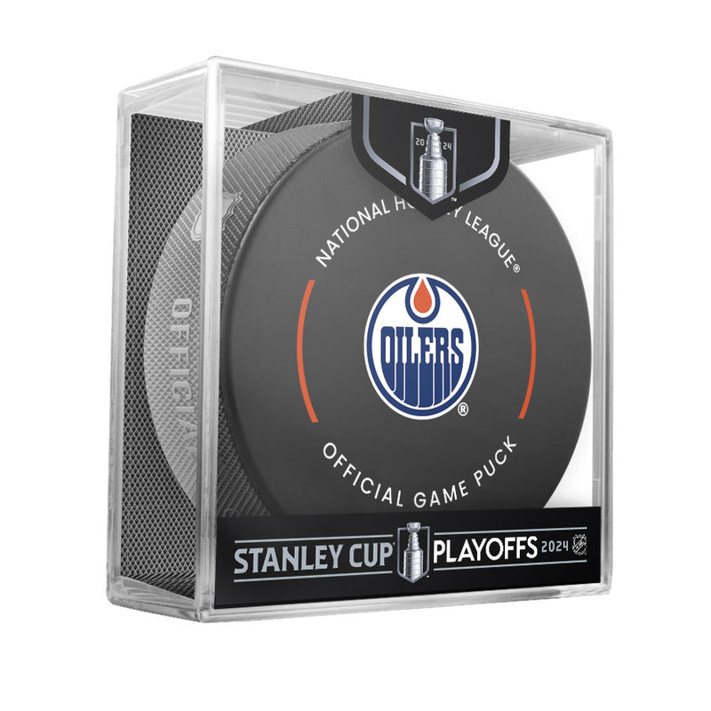 Adam Henrique Autographed Edmonton Oilers 2024 Stanley Cup Playoffs NHL Game Puck Rounds 1 & 2