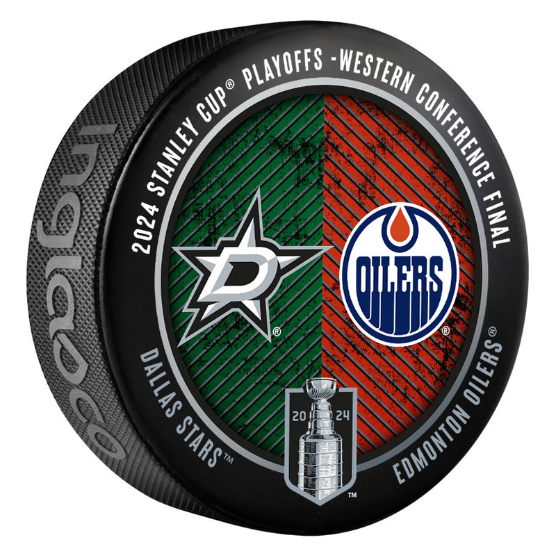 Edmonton Oilers vs Dallas Stars 2024 Western Conference Final Playoffs Match-Up Puck