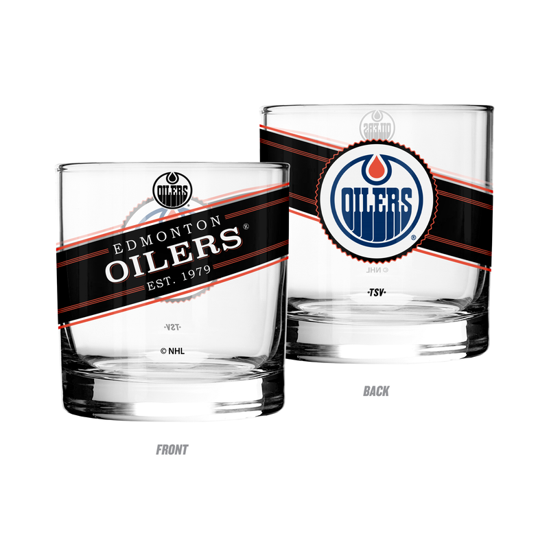 Edmonton Oilers 11oz Rocks Glass Black Label