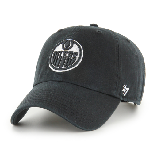 Edmonton Oilers Black White '47 Clean Up Cap