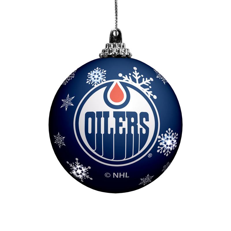 Edmonton Oilers LED Light Up Ball Christmas Tree Ornament 2 PK