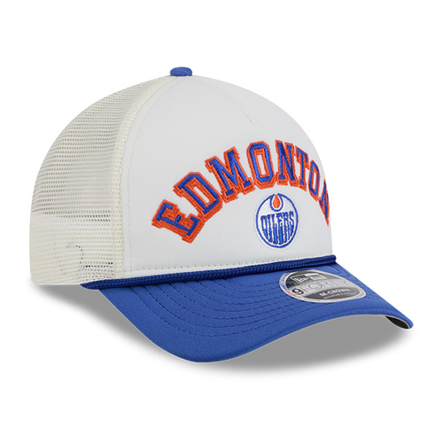 Edmonton Oilers New Era Chrome Arch 9FORTY M-Crown A-Frame Snapback Trucker Hat