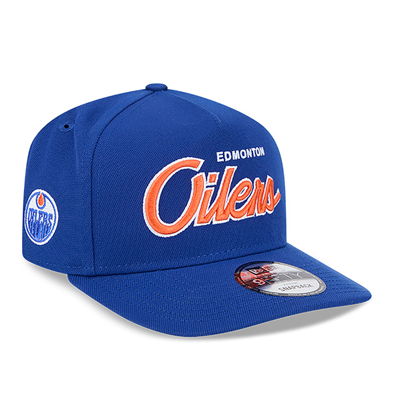 Edmonton Oilers New Era Script 9FIFTY A-Frame Snapback Hat