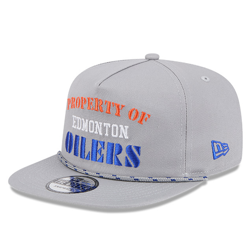 Edmonton Oilers New Era Vintage Grey Rope Golfer Snapback Hat