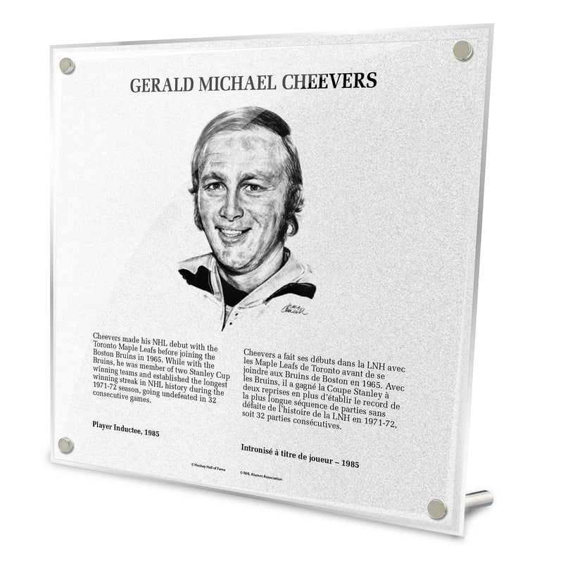 Gerry Cheevers Replica Hall of Fame Plaque