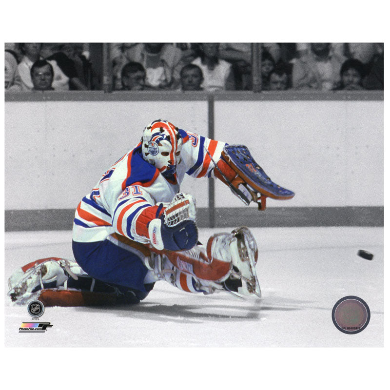 Grant Fuhr Edmonton Oilers Autographed Big Save Colour Iso 11x14 Photo