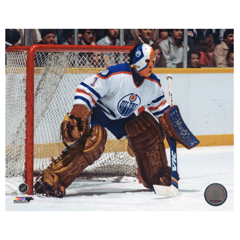 Grant Fuhr Edmonton Oilers Autographed White Action The Kid 8x10 Photo