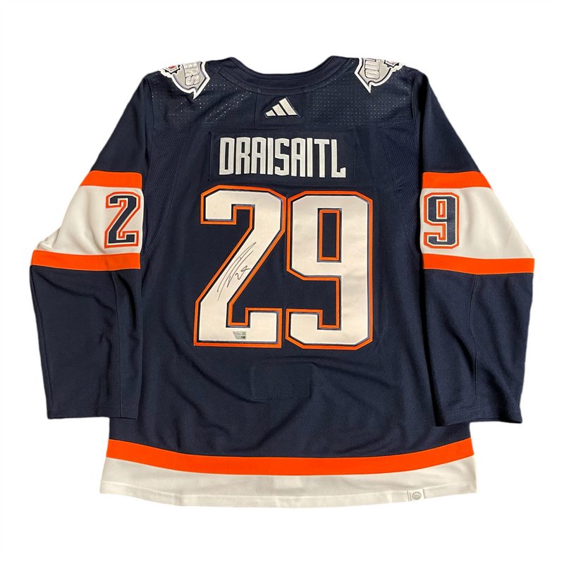 Leon Draisaitl Signed Edmonton Oilers 2022 Reverse Retro Blue adidas Authentic Jersey