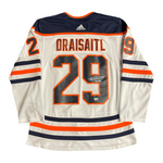 Leon Draisaitl Signed Edmonton Oilers adidas 2017-22 Road White Authentic Jersey