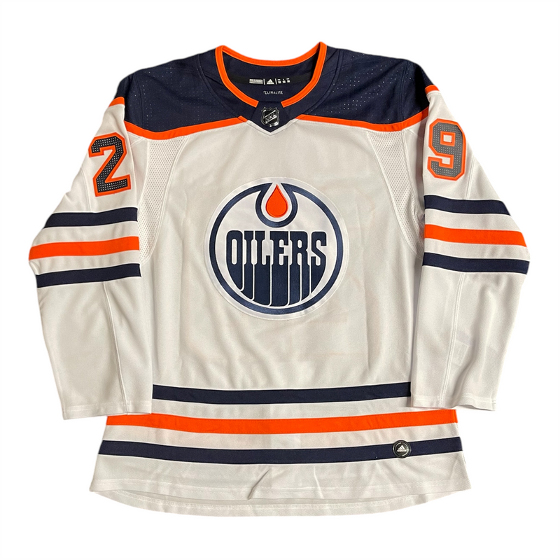 Leon Draisaitl Signed Edmonton Oilers adidas 2017-22 Road White Authentic Jersey