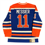 Mark Messier Signed Edmonton Oilers Vintage Royal Replica Jersey Inscribed 5 Cups