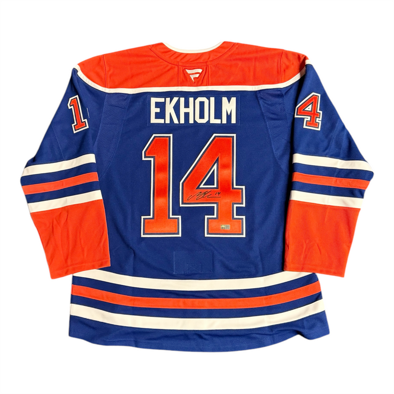 Mattias Ekholm Signed Edmonton Oilers Fanatics Home Royal Premium Jersey