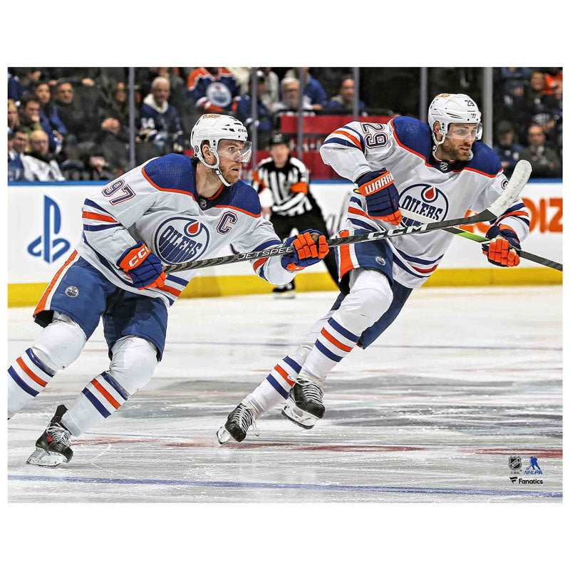 Connor McDavid Leon Draisaitl Edmonton Oilers Road Action 8x10 Photograph