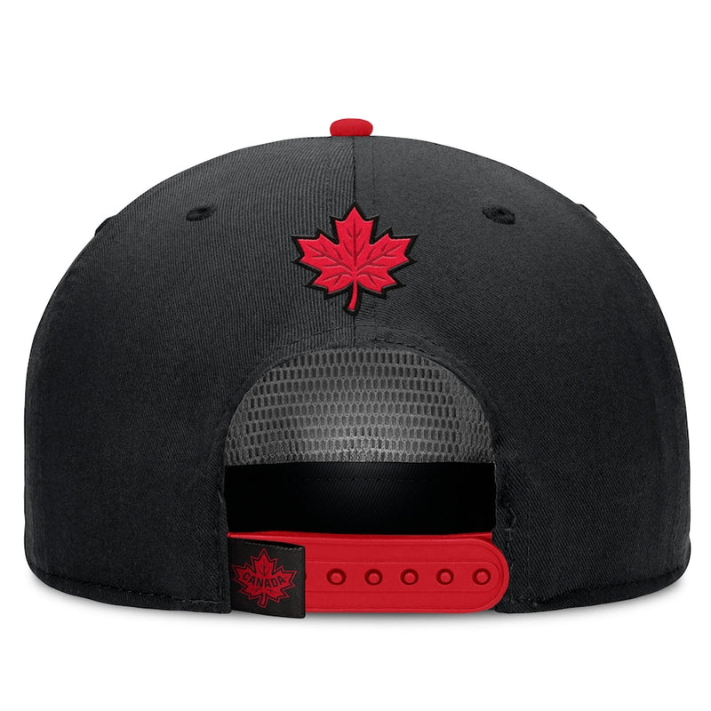 Canada Fanatics Black/Red 2025 4 Nations Face-Off Golfer Snapback Hat