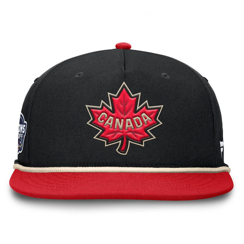 Canada Fanatics Black/Red 2025 4 Nations Face-Off Golfer Snapback Hat