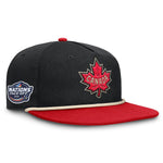 Canada Fanatics Black/Red 2025 4 Nations Face-Off Golfer Snapback Hat