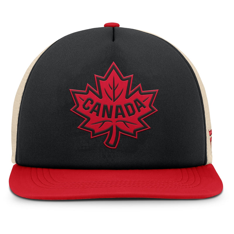 Canada Fanatics Black/Red 2025 4 Nations Face-Off Mesh Snapback Hat