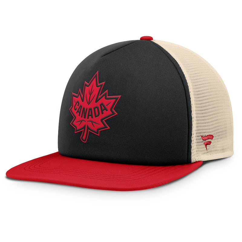 Canada Fanatics Black/Red 2025 4 Nations Face-Off Mesh Snapback Hat