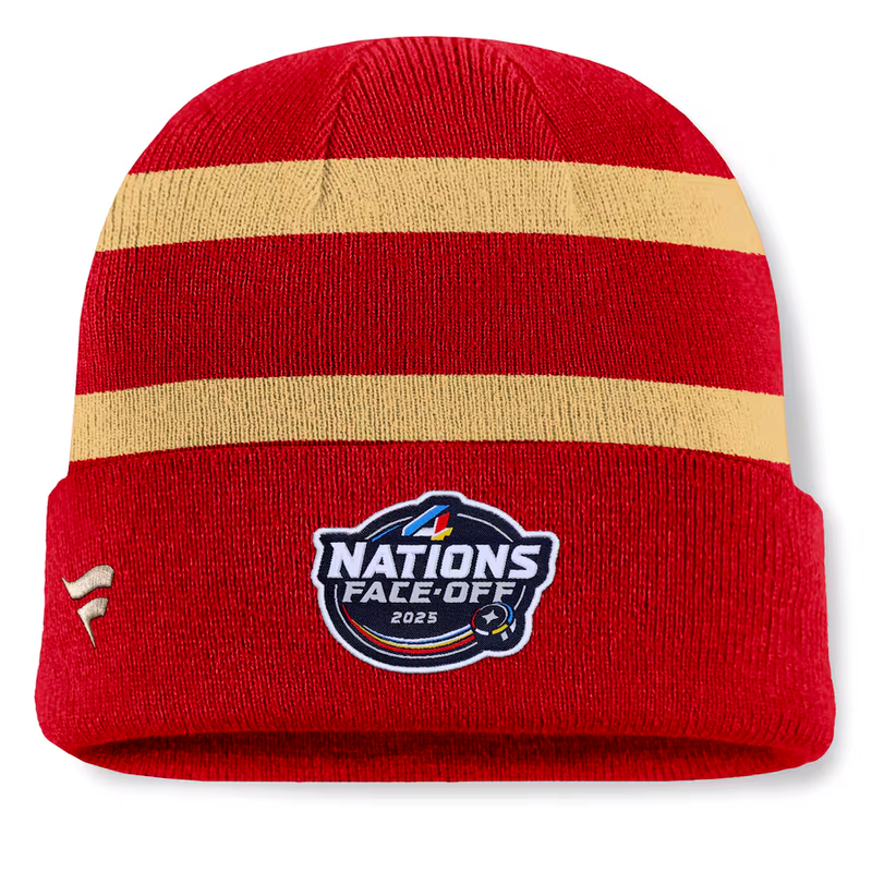 Men's Canada Fanatics Red 2025 4 Nations Face-Off Team Cuffed Knit Hat