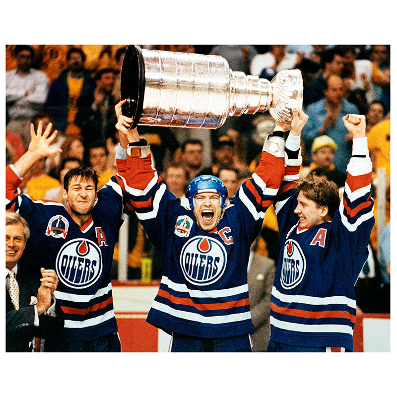 Mark Messier Edmonton Oilers 90 Cup Overhead Autographed 11x14 Photo