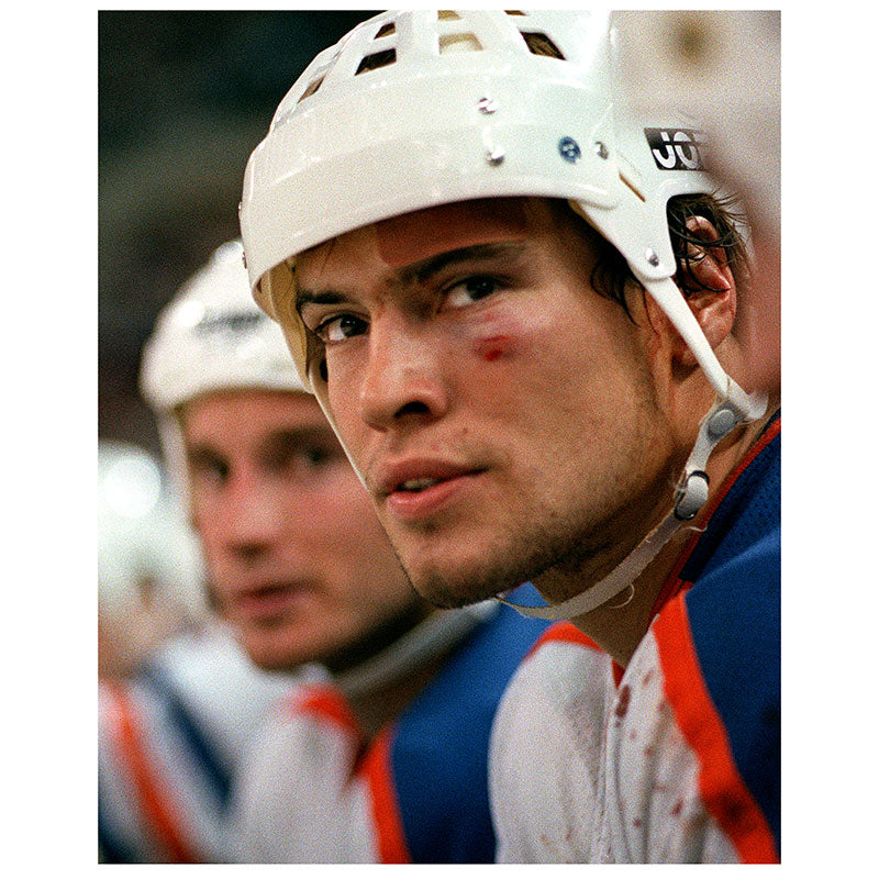 Mark Messier Edmonton Oilers Warrior On The Bench Autographed 8x10 Photo