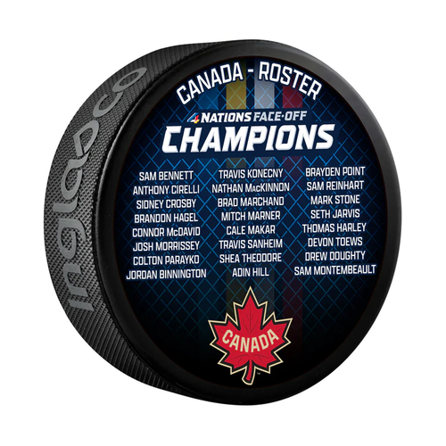 Canada Champions Roster 4 Nations Face-Off 2025 Championship Souvenir Collectors Puck