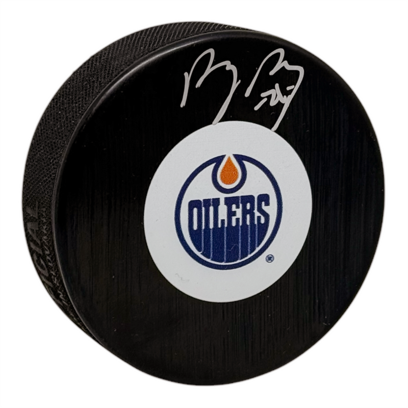 Randy Gregg Signed Edmonton Oilers Puck Medium Size Logo