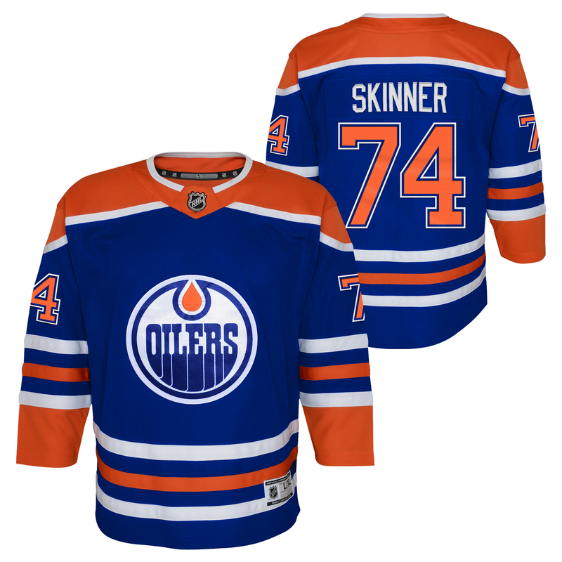 Stuart Skinner Youth Edmonton Oilers Home Blue Premier Replica Jersey