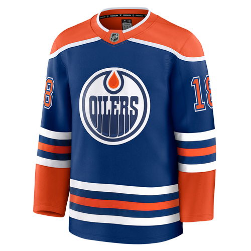 Zach Hyman Hebrew Letters Edmonton Oilers Fanatics Premium Home Jersey with On Ice Cresting