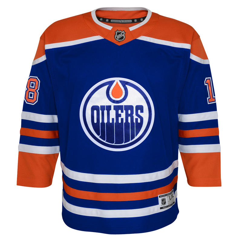 Zach Hyman Youth Edmonton Oilers Home Blue Premier Replica Jersey