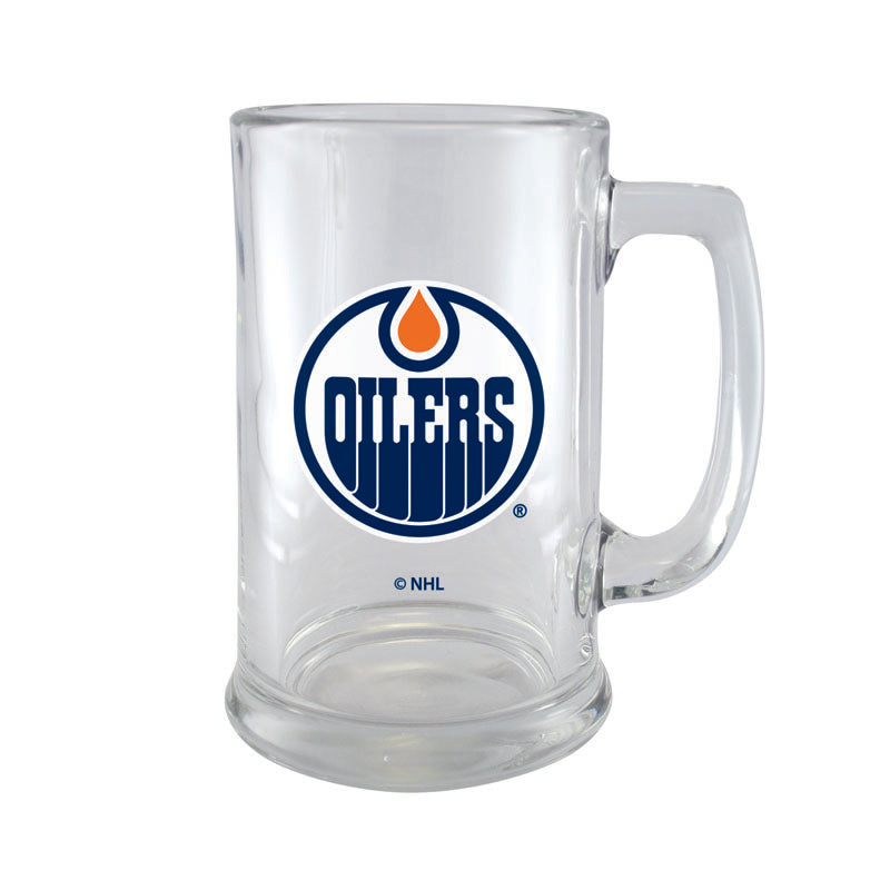 Edmonton Oilers 15oz Beer Stein Glass Primary Logo