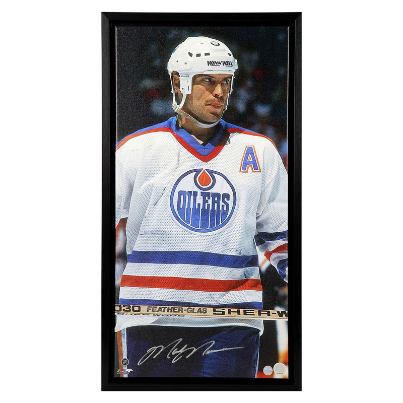 Mark Messier Edmonton Oilers Autographed 14x28 Canvas Frame