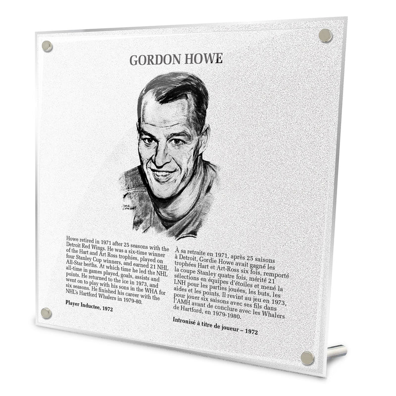 Gordie Howe Replica Hall of Fame Plaque