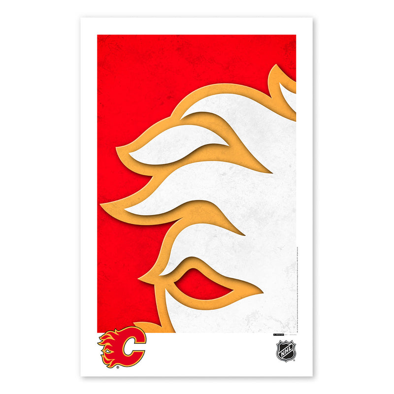 Calgary Flames Minimalist Logo 11x17 Poster Print