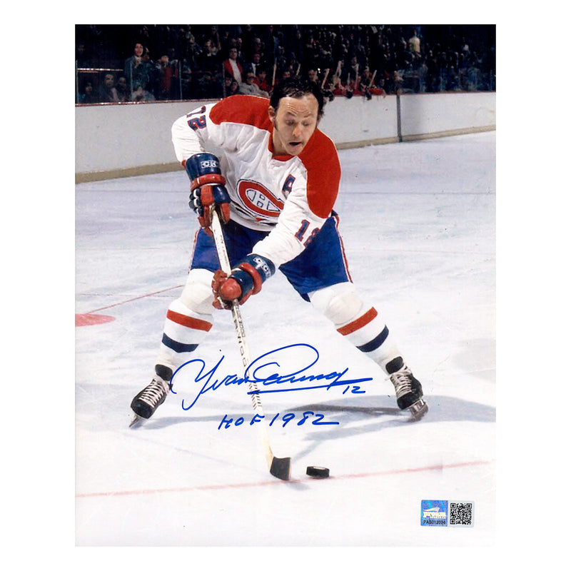 Yvan Cournoyer Montreal Canadiens White Action Signed w/Insc. HOF 1982 8x10 Photo