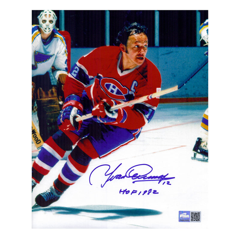 Yvan Cournoyer Montreal Canadiens Red Action Signed w/Insc. HOF 1982 8x10 Photo