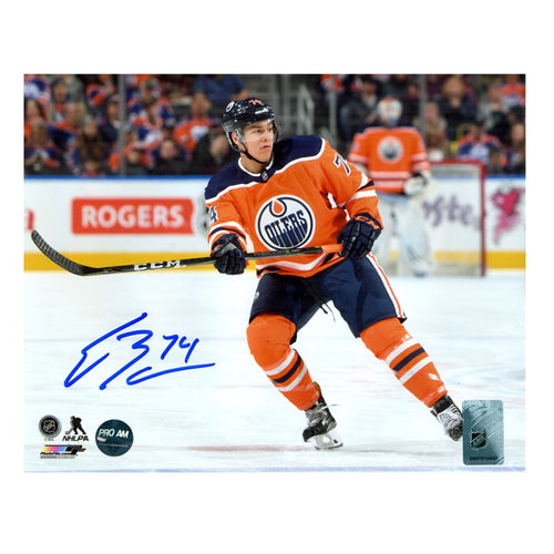 Ethan Bear Signed Edmonton Oilers Navy Up Close 11x14 Photo – Pro Am Sports